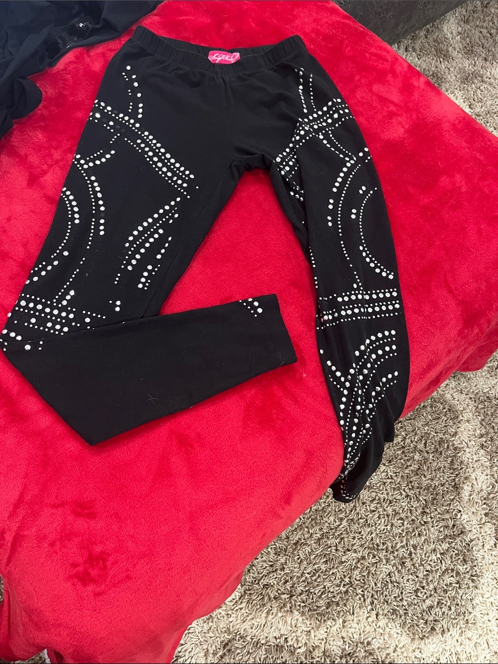 Say What? Black Cotton Blend Leggings with Pink Label